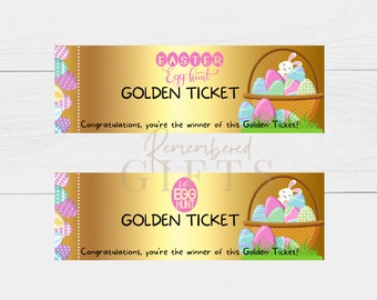 EASTER GOLDEN TICKET | Easter Egg Hunt | Printable Easter Golden Ticket | Easter Golden Egg | Golden Ticket 5.75&quot;x2&quot;