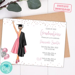 Personalized Graduation Invitation | Graduation Party Invitation | Editable Printable Invitation Template