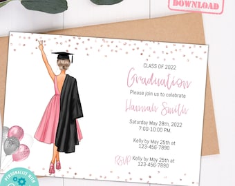 Personalized Graduation Invitation | Graduation Party Invitation | Editable Printable Invitation Template