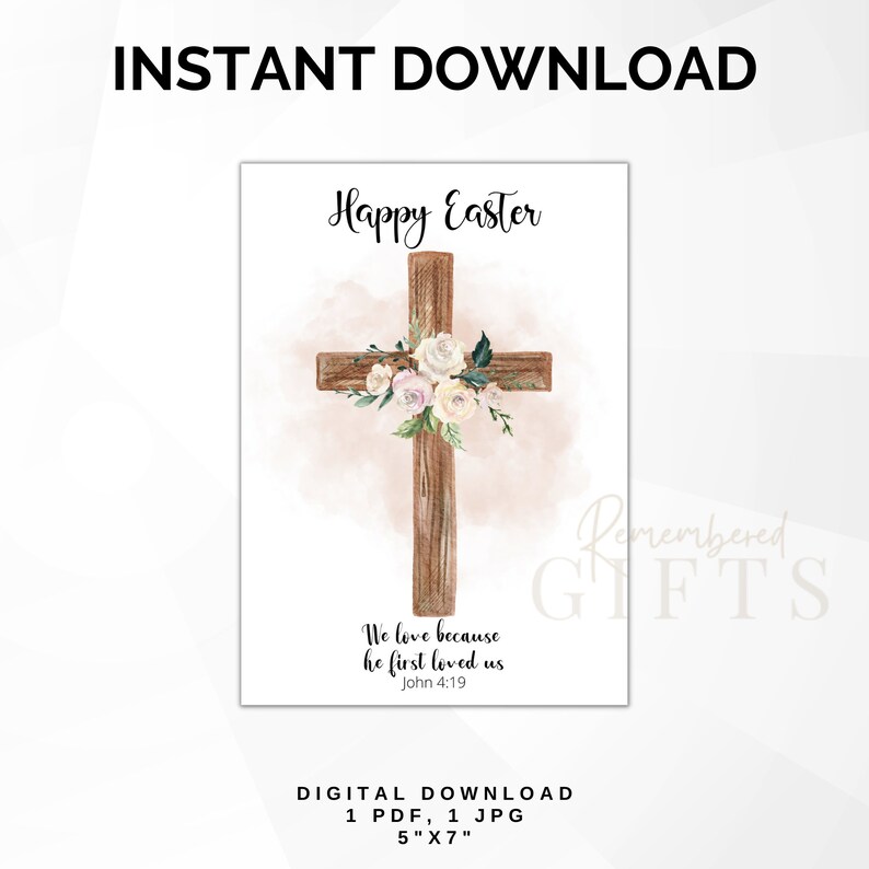 EASTER CARD CHRISTIAN Easter Card Printable Easter Card 5x7 Easter Card ...