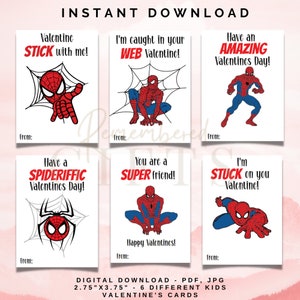 Biglietti di San Valentino Spider Superhero / Biglietto di San Valentino / Biglietto di San Valentino per bambini 2,75"x3,75"
