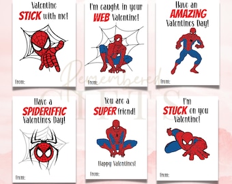 Spider Superhero Valentine Cards | Valentines Card | Valentine Card for Kids 2.75&quot;x3.75&quot;