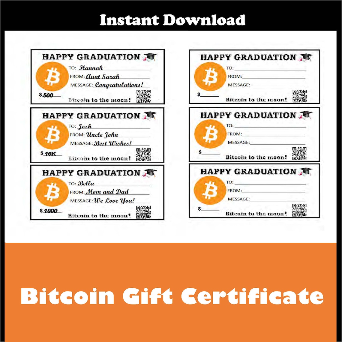 BITCOIN GIFT CERTIFICATE Bitcoin Graduation Gift Crypto ...