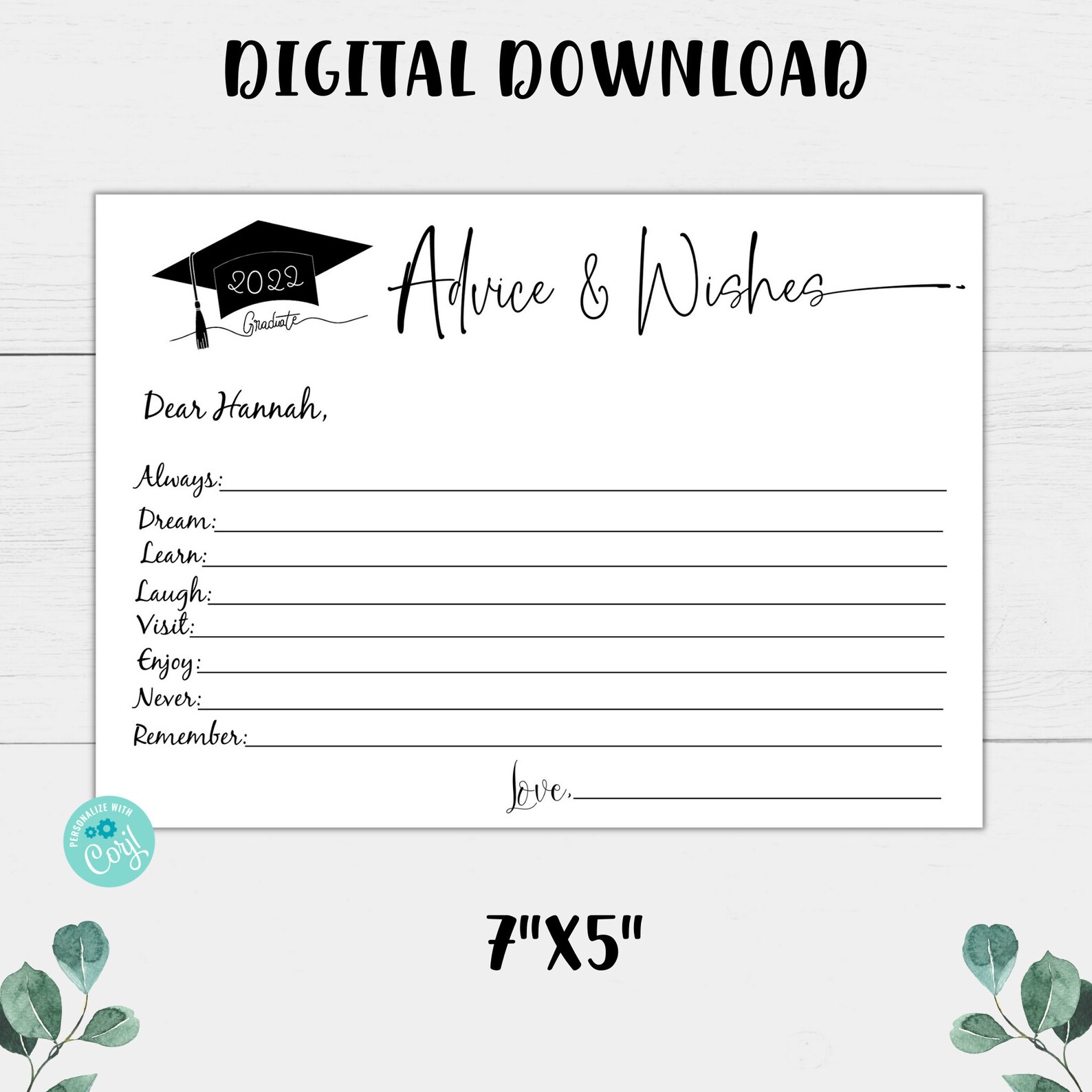 Graduation Advice Cards Printable Wishes and Advice for the - Etsy