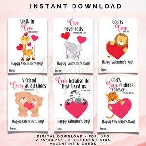 BIBLE VERSE VALENTINES Valentines Card Bible Scripture Valentine's Day Cards for Kids 2.75x3.75 image 1