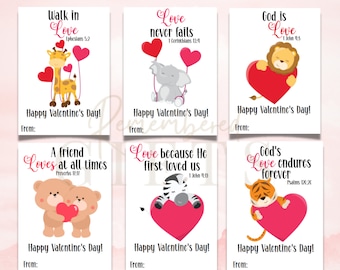 BIBLE VERSE VALENTINES | Valentines Card | Bible Scripture Valentine&#39;s Day Cards for Kids 2.75&quot;x3.75&quot;