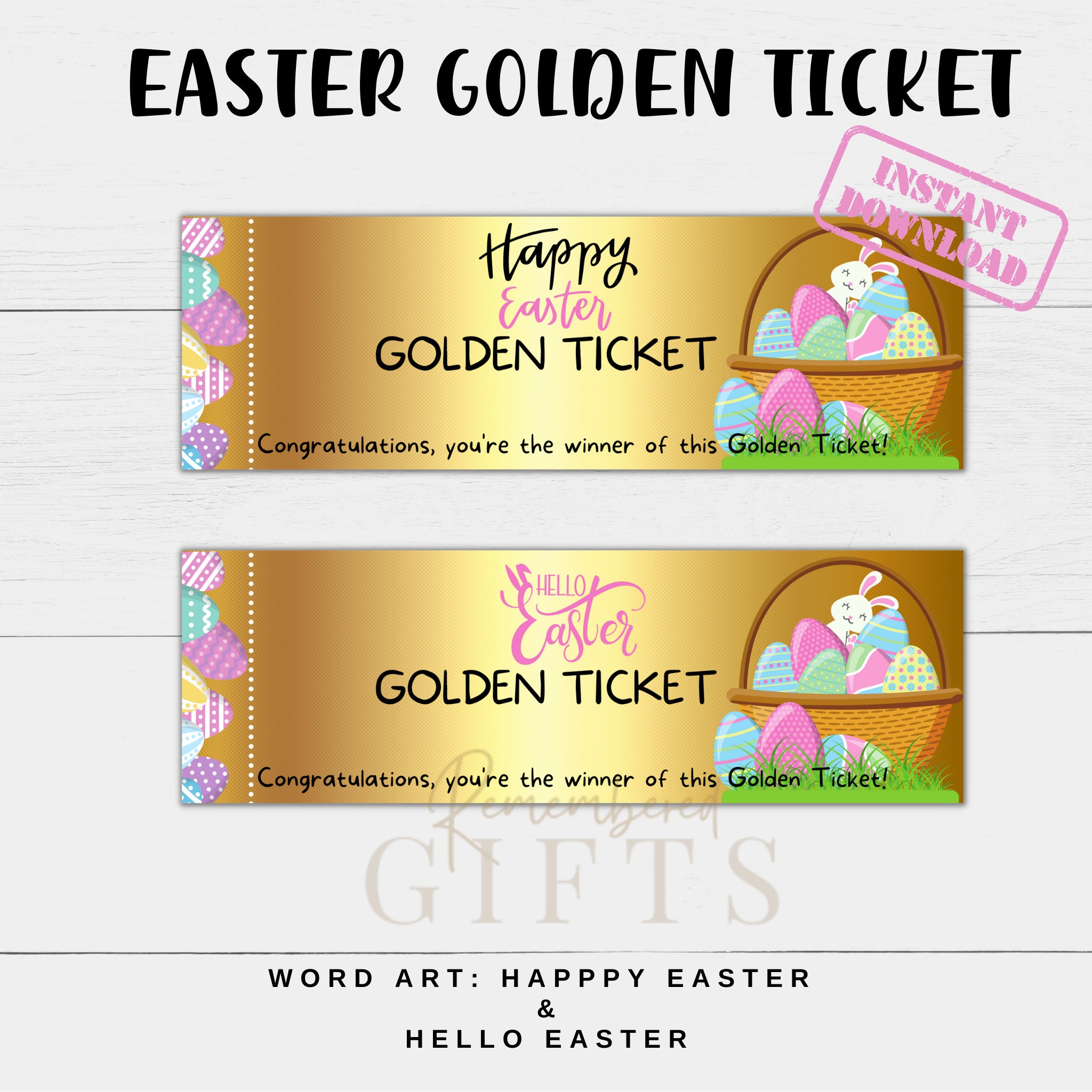 EASTER GOLDEN TICKET Easter Egg Hunt Printable Easter Etsy EASTER GOLDEN TICKET Easter Egg Hunt Printable Easter Etsy
