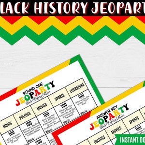 BLACK History JEOPARTY | Black History Month Trivia Game | Black History Month Quiz | Youth Group Game | Instant Download | Printable Game