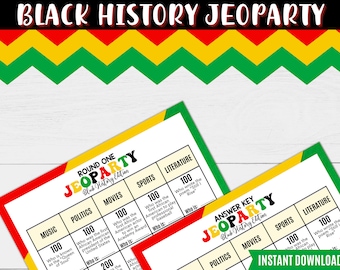 Black History Month Trivia Game: Printable Jeoparty Quiz (Instant Download)