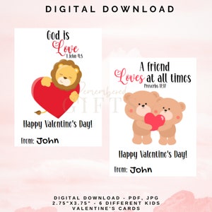 BIBLE VERSE VALENTINES Valentines Card Bible Scripture Valentine's Day Cards for Kids 2.75x3.75 image 3