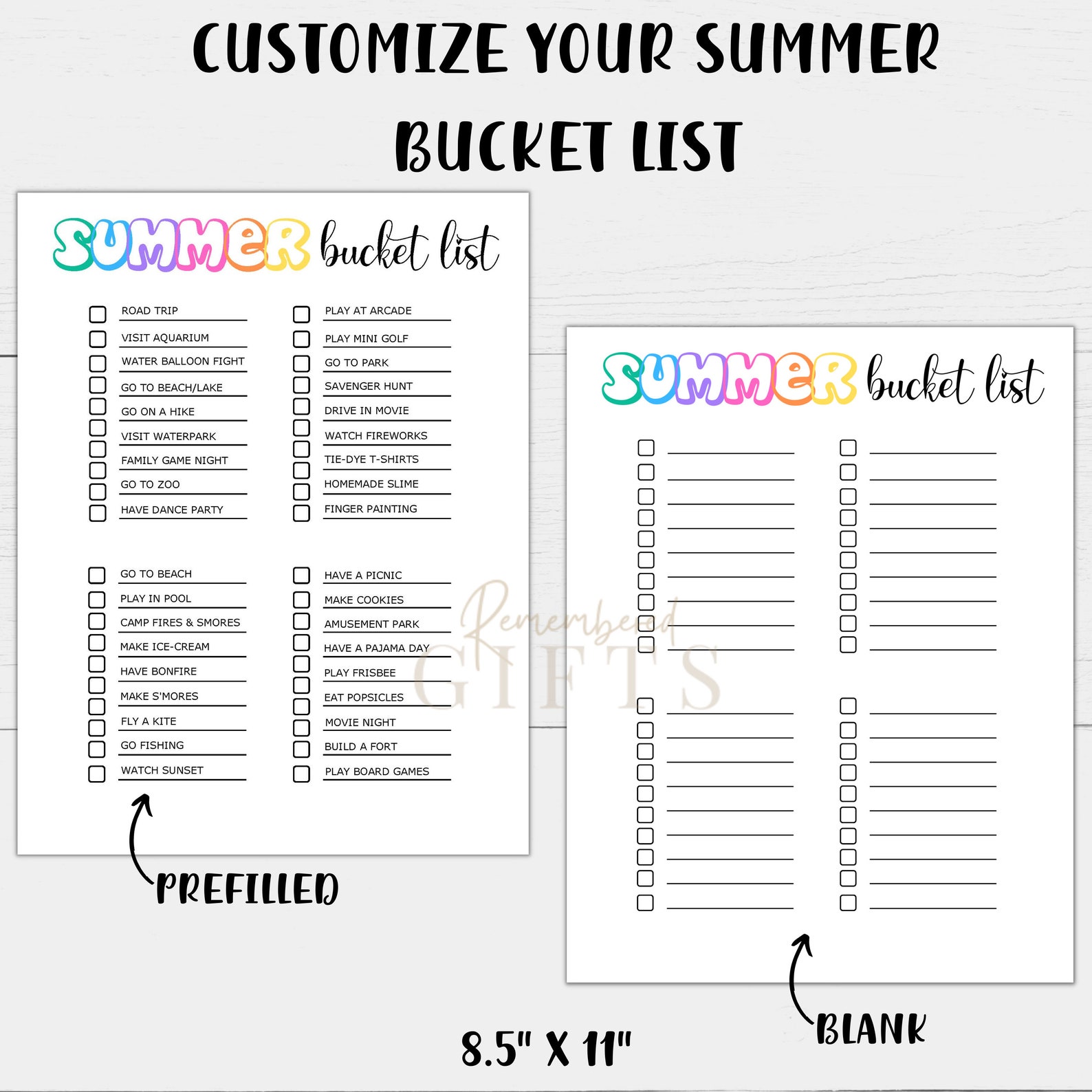 Summer Bucket List Printable Editable Summer Bucket List Etsy