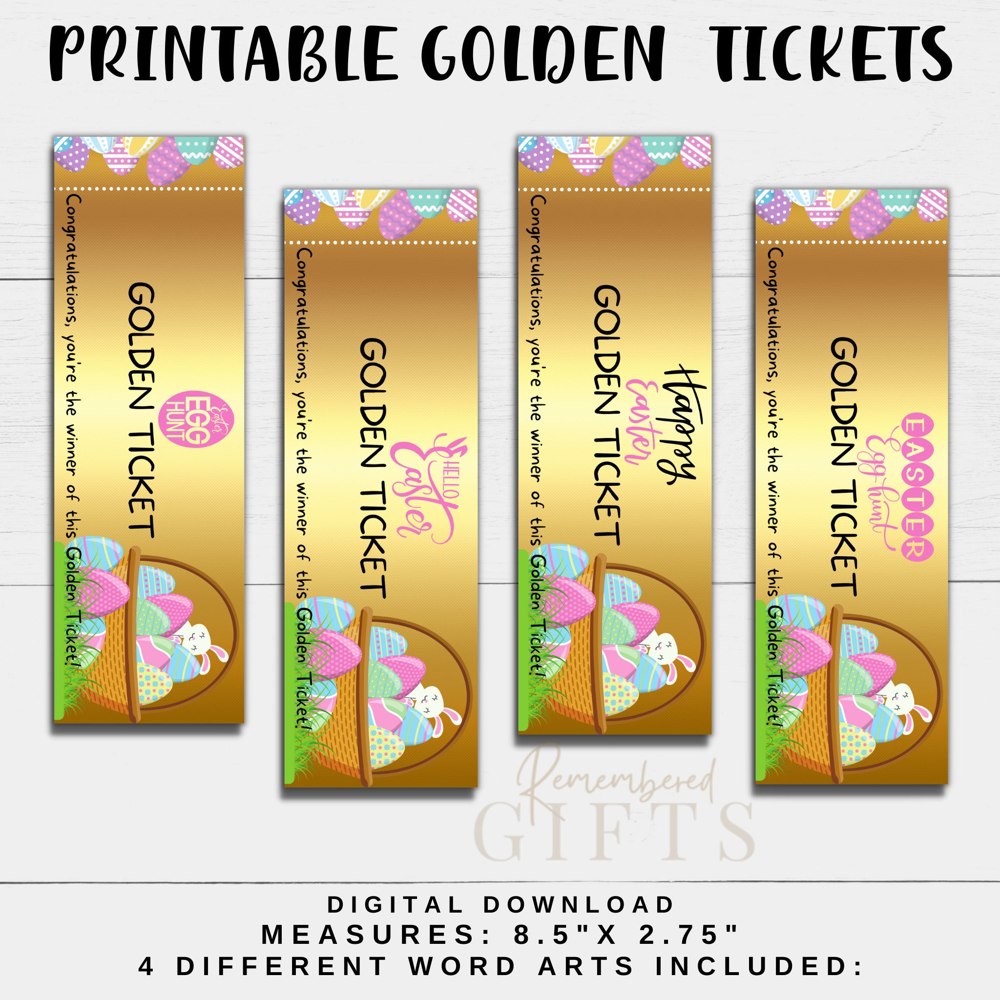 EASTER GOLDEN TICKET Easter Egg Hunt Printable Easter - Etsy