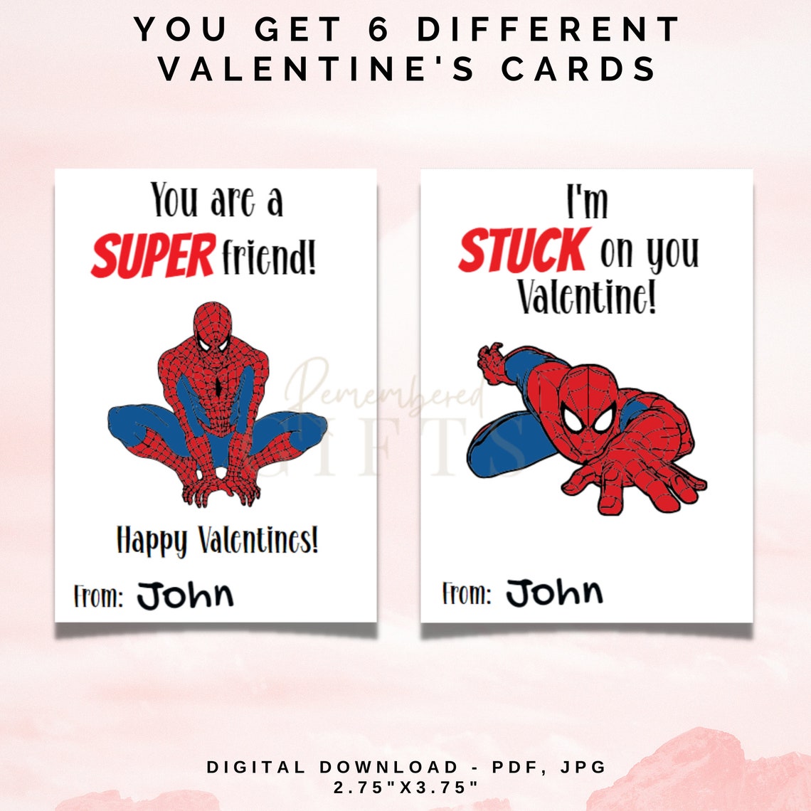 Spiderman Valentine Cards Valentines Card Valentine Card | Etsy