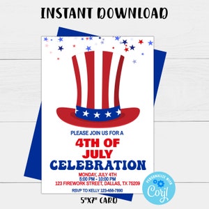 4th of July Invitation | Editable 4th of July Invite | 4th of July Invitation Digital | Fourth of July Celebration | Backyard BBQ Invite DIY