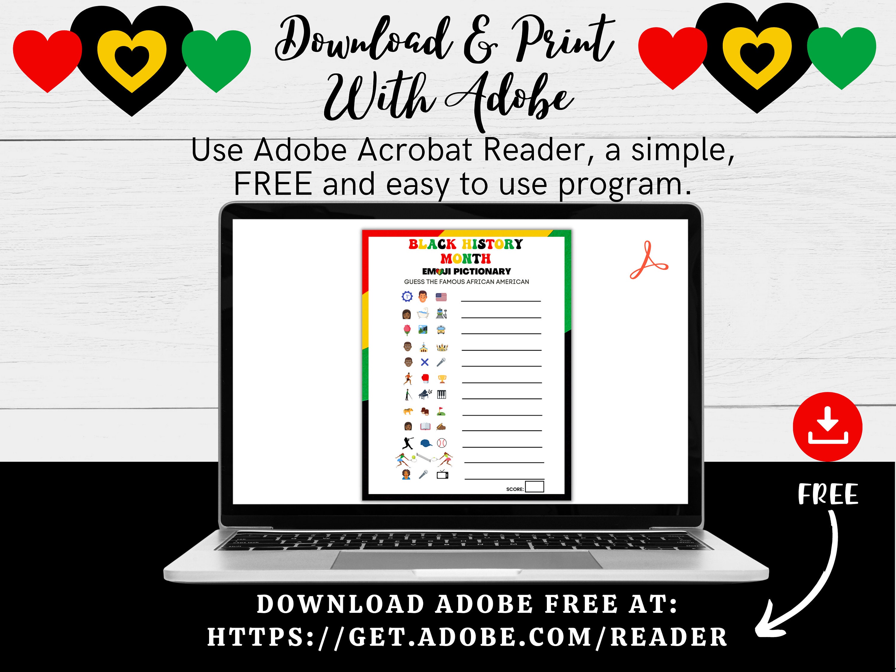 Black History Month PICTIONARY EMOJI Black History Month Trivia Game