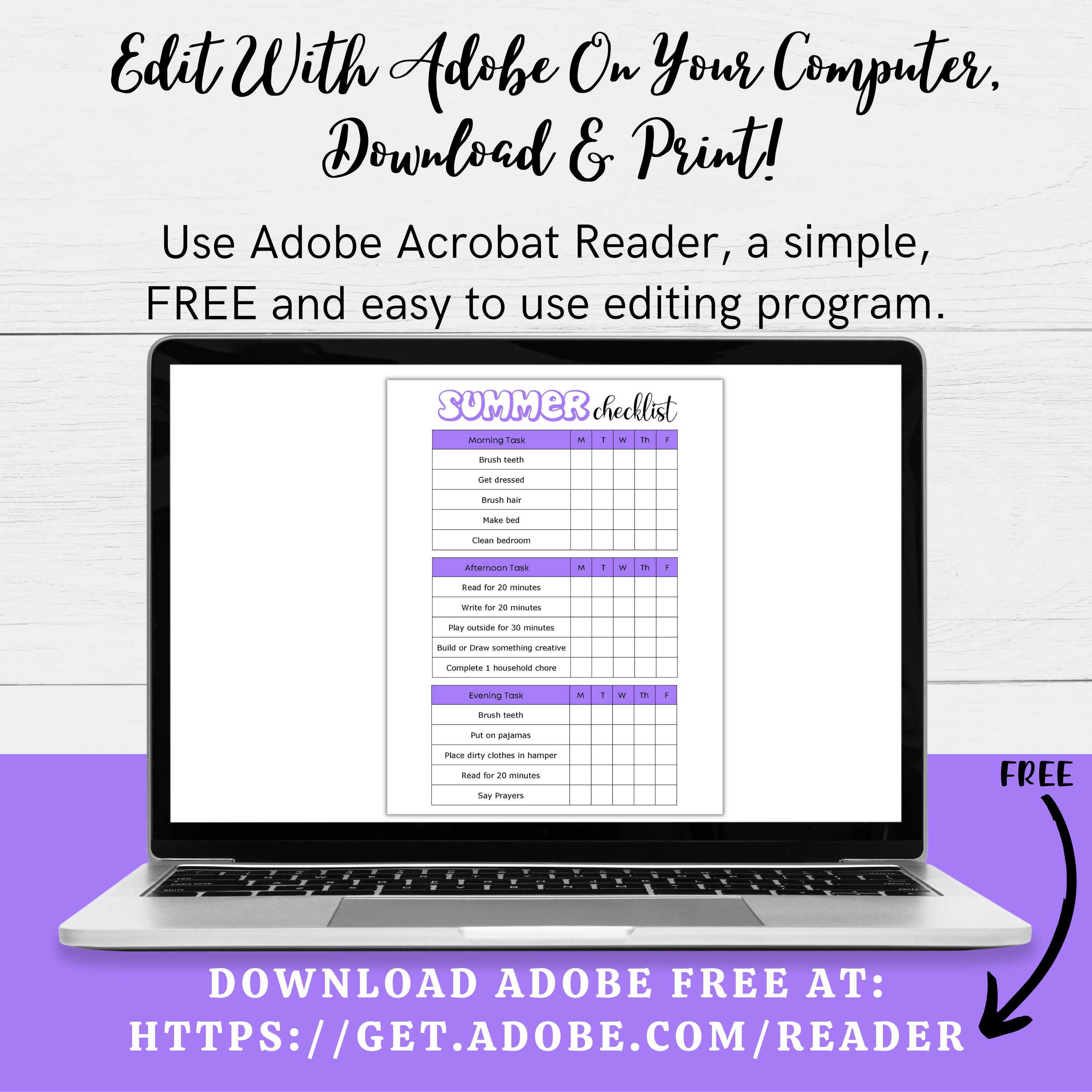 Printable Editable Summer Checklist Summer Checklist Summer Routine ...