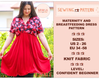 Nursing sewing pattern, breastfeeding dress pattern, matternity dress pattern, cover up swimwear pattern, caftan sewing pattern