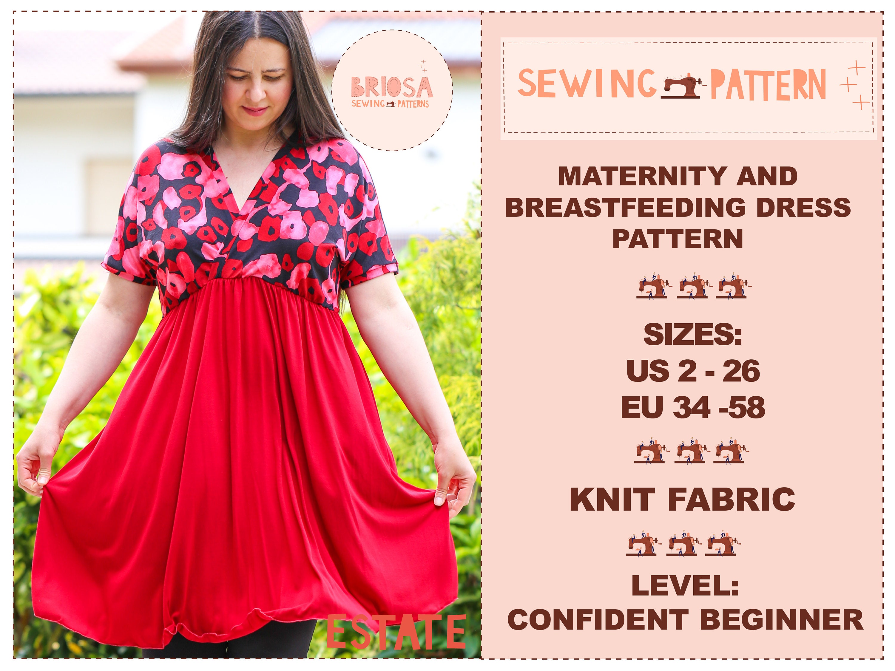 Nursing Sewing Pattern, Breastfeeding Dress Pattern, Matternity Dress  Pattern, Cover up Swimwear Pattern, Caftan Sewing Pattern 