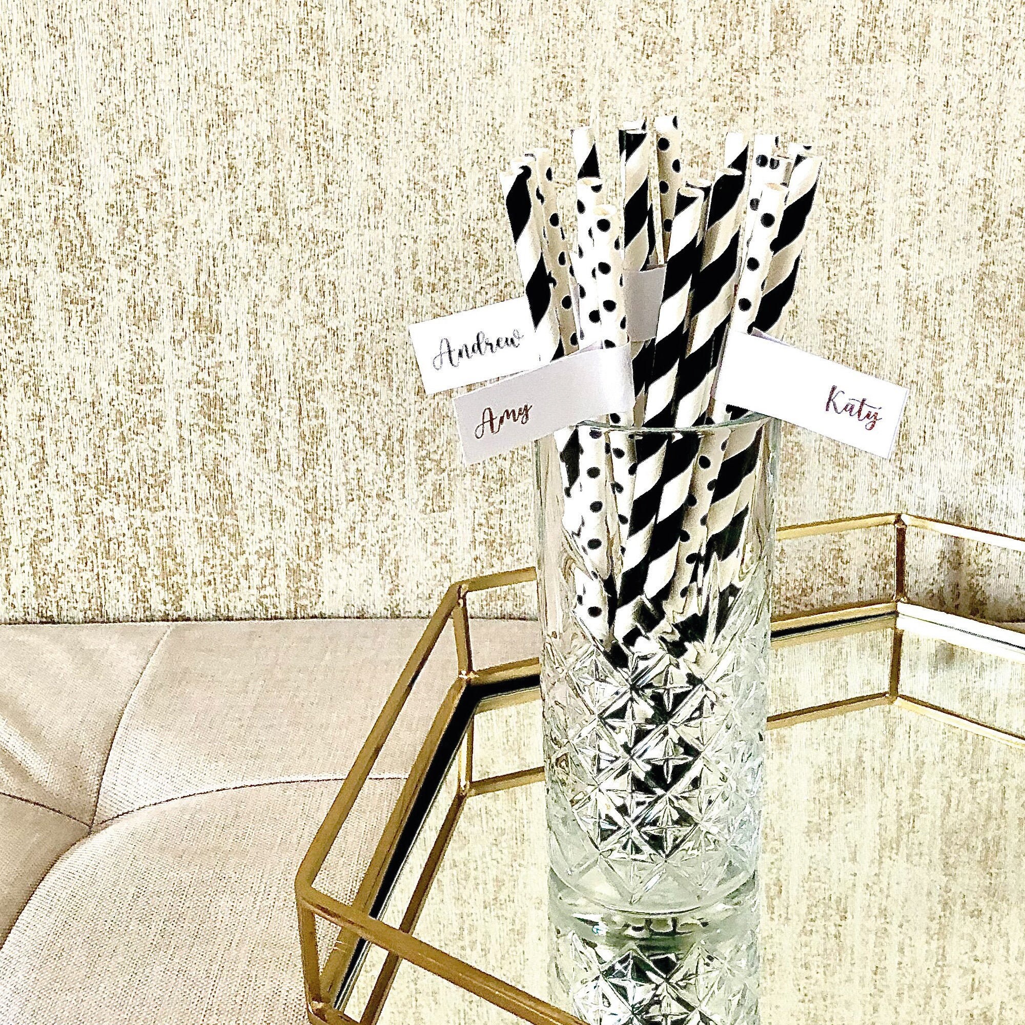 Personalised Name Straws Personalised Foil Straws Foil Party | Etsy