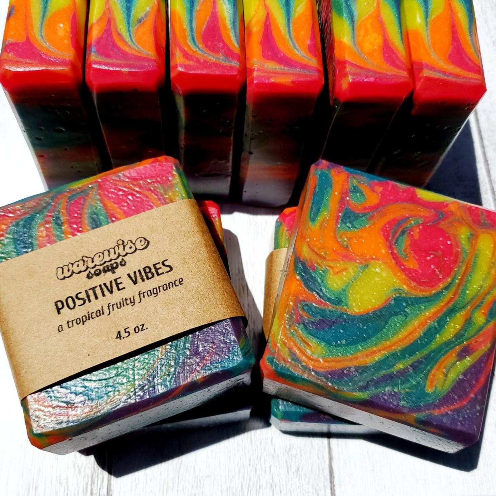 Natural handmade rainbow tie dye soap POSITIVE VIBES Etsy