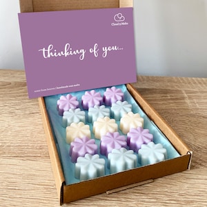 Thinking of you Gift - Wax Melt Selection Box 9 x, 12 x or 15 | wax melts, fresh linen, baby powder, coconut, parma violet wax melt, rhubarb