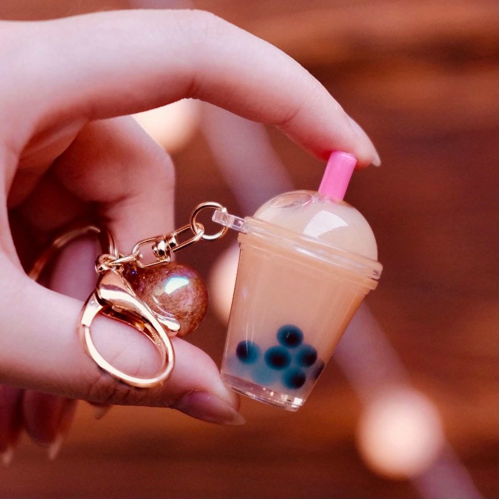 Boba Liquid Keychain Boba Keychain Quicksand Keychain Etsy