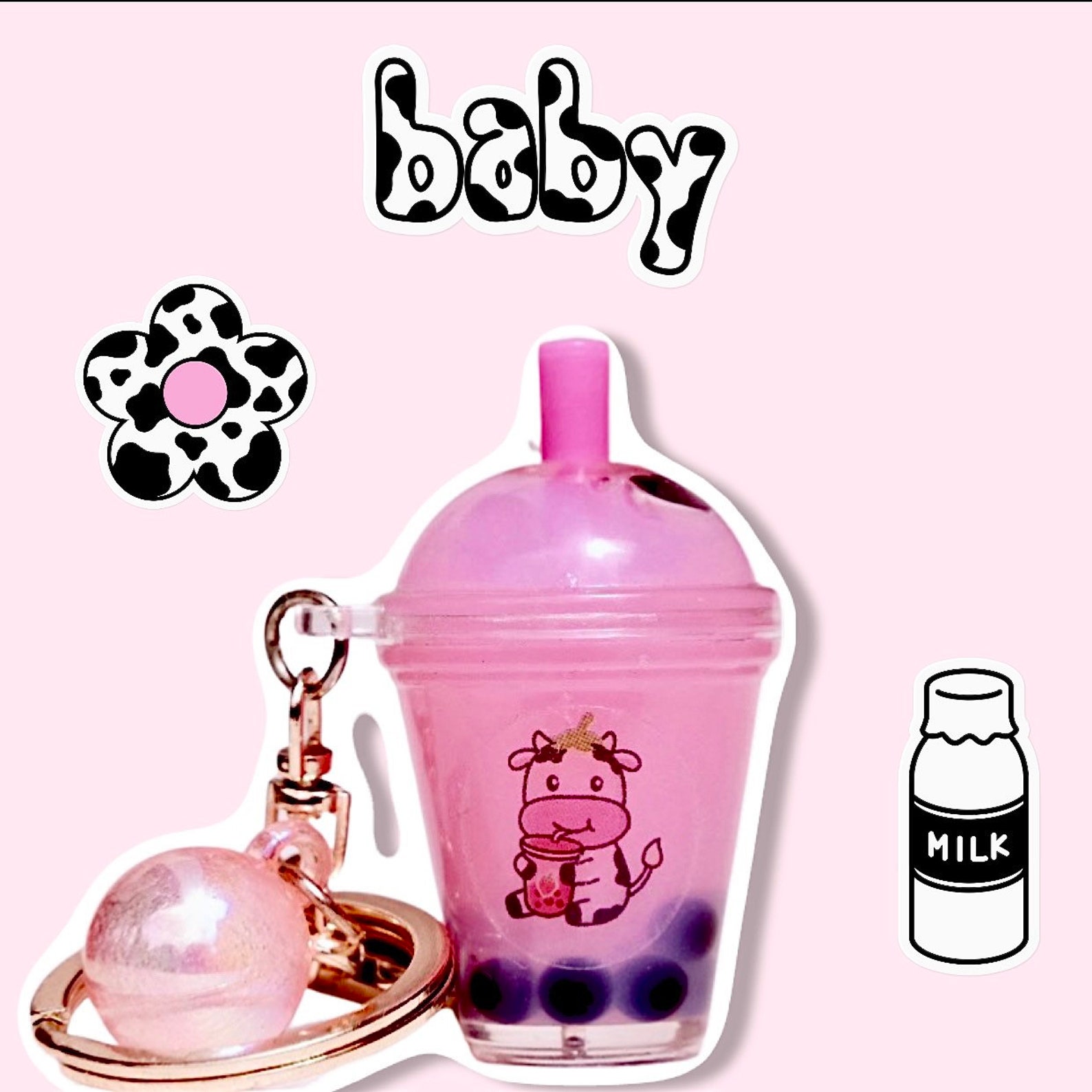 Boba Liquid Keychain Boba Keychain Quicksand Keychain Etsy