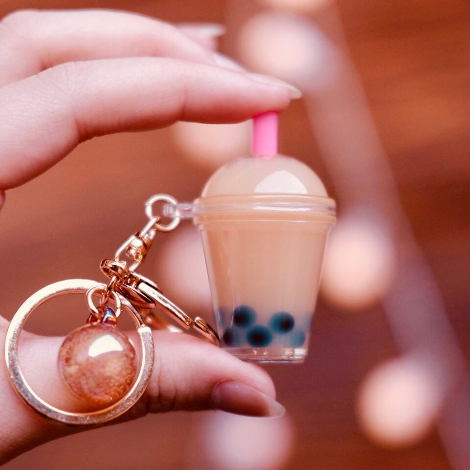 Boba Liquid Keychain Boba Keychain Quicksand Keychain Etsy