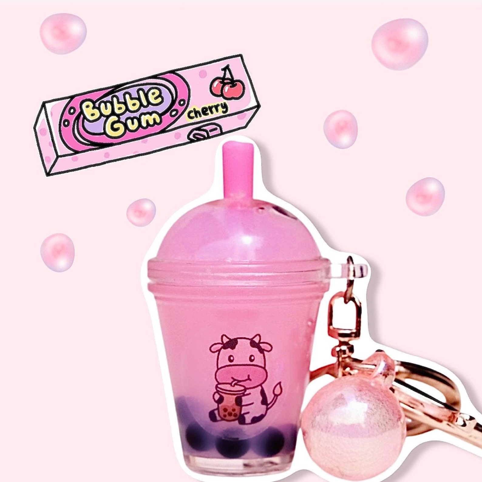Boba Liquid Keychain Boba Keychain Quicksand Keychain Etsy