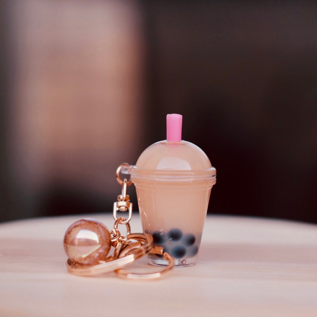 Boba Liquid Keychain Boba Keychain Quicksand Keychain Etsy