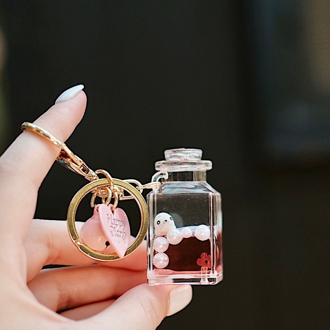 Seals Liquid Keychain Boba Keychain Quicksand Keychain Etsy