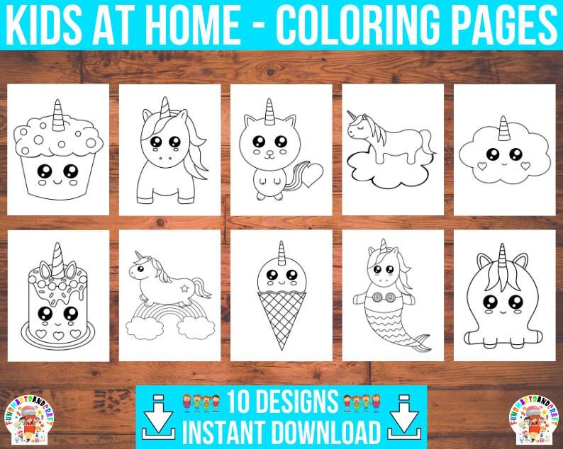 Unicorn Coloring Pages for Kids 10 Printable Coloring Pages Digital ...