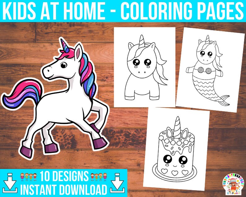Unicorn Coloring Pages for Kids 10 Printable Coloring Pages Digital ...
