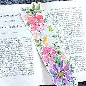 Hand Painted Bookmark Watercolor Original one of a kind book mark with floral design cut out edges book lover gifts for readers  NOT A PRINT