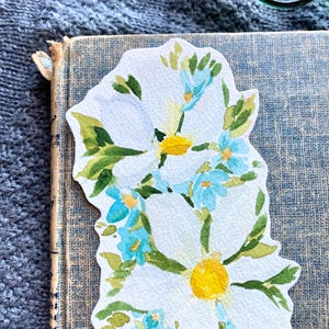 Hand Painted Bookmark Watercolor Original one of a kind book mark with floral design cut out edges book lover gifts for readers  NOT A PRINT