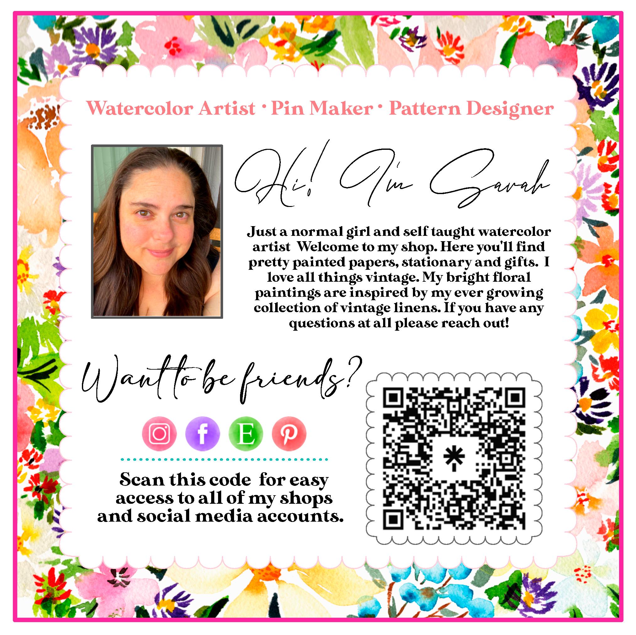Hand Painted Bookmark Watercolor Original One of a Kind Book Mark With Floral Design Cut Out ...