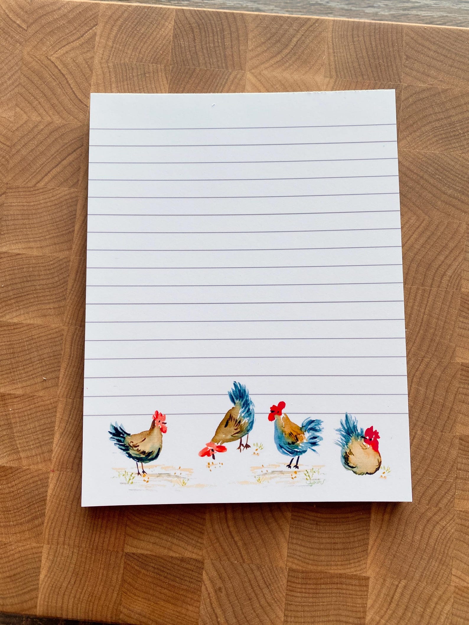 Chicken Notepad Watercolor Printed Note Pad Cute Rooster Desk Accessory ...
