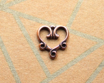 Vine Heart 3-1 Link Connector in Antiqued Copper Plate. Tierracast Pewter.