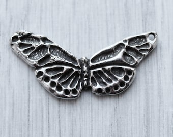 Pewter Butterfly Metamorphosis Link Connector Pendant by Green Girl Studios.