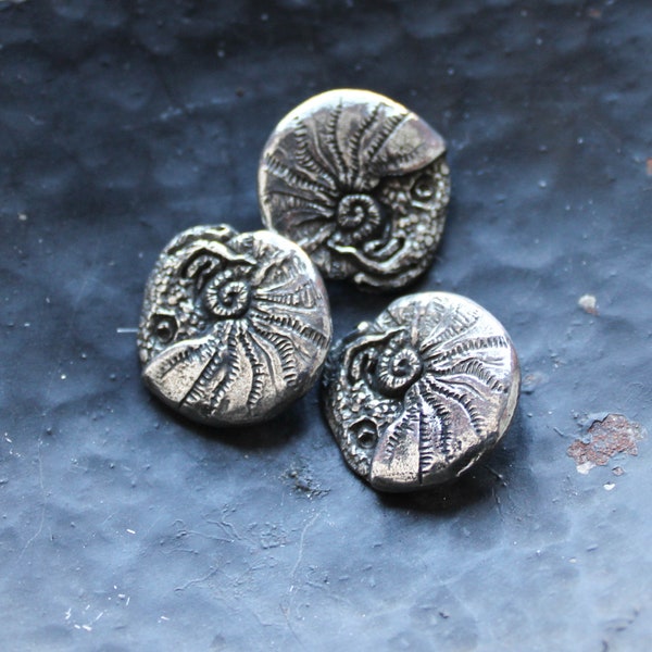 Nautilus Sea Creature Shank Button in Pewter by Green Girl Studios