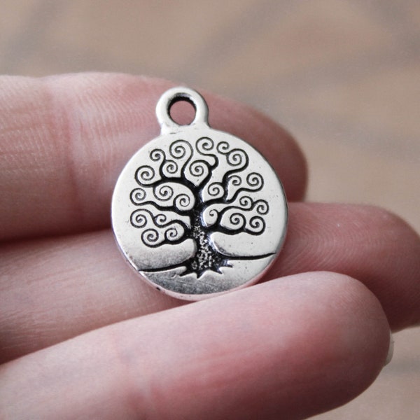 Tierracast Tree of Life Charms x 2 in Silver Plated Pewter