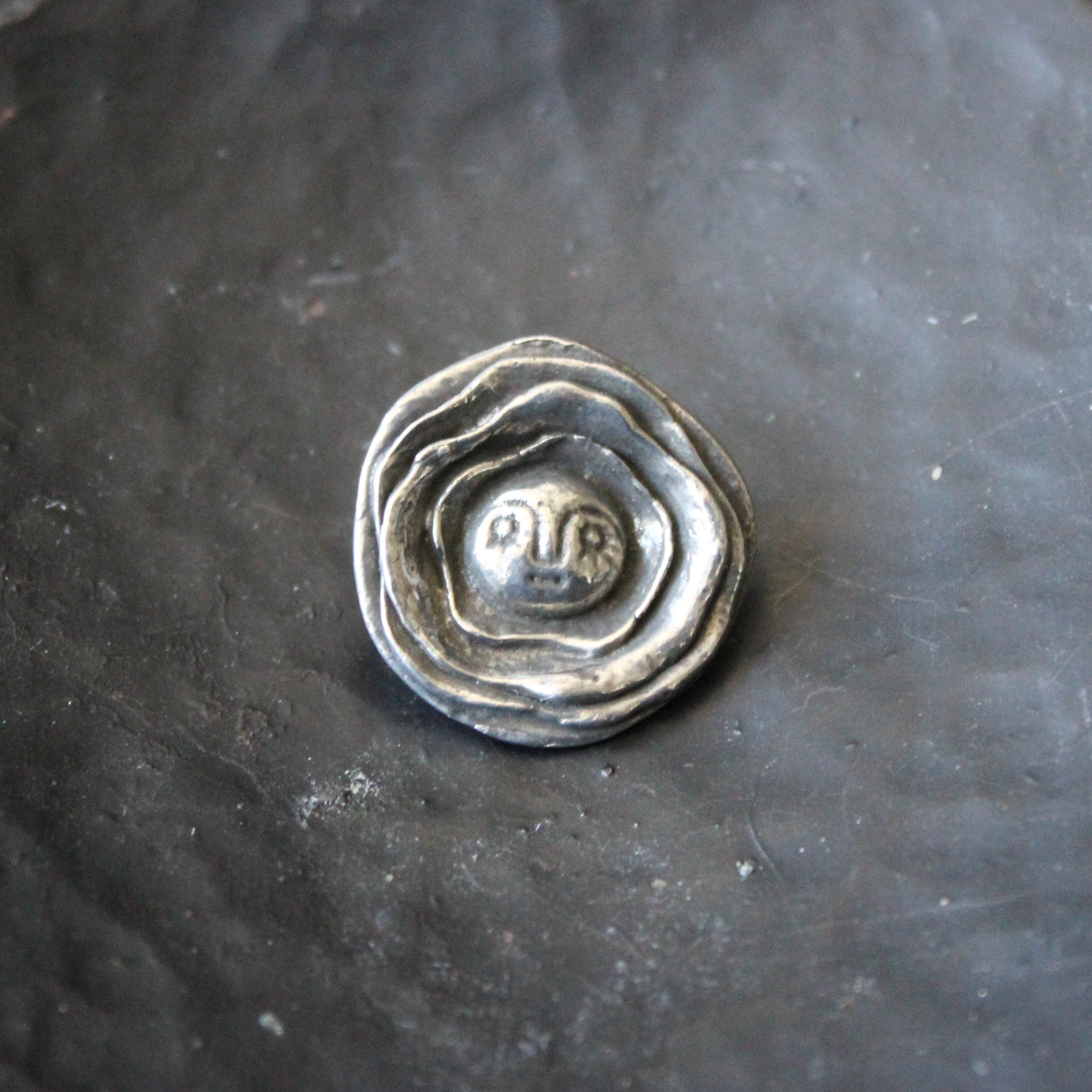 Flower Fairy Face Button in Pewter by Green Girl Studios