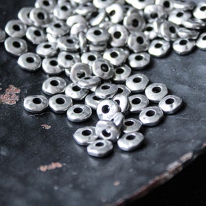 Large Hole Nugget Spacer Heishi Beads x 10. Antiqued Pewter by Tierracast.