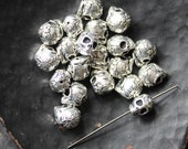 Rose Skull Bead in Antique Silver Plate by Tierracast