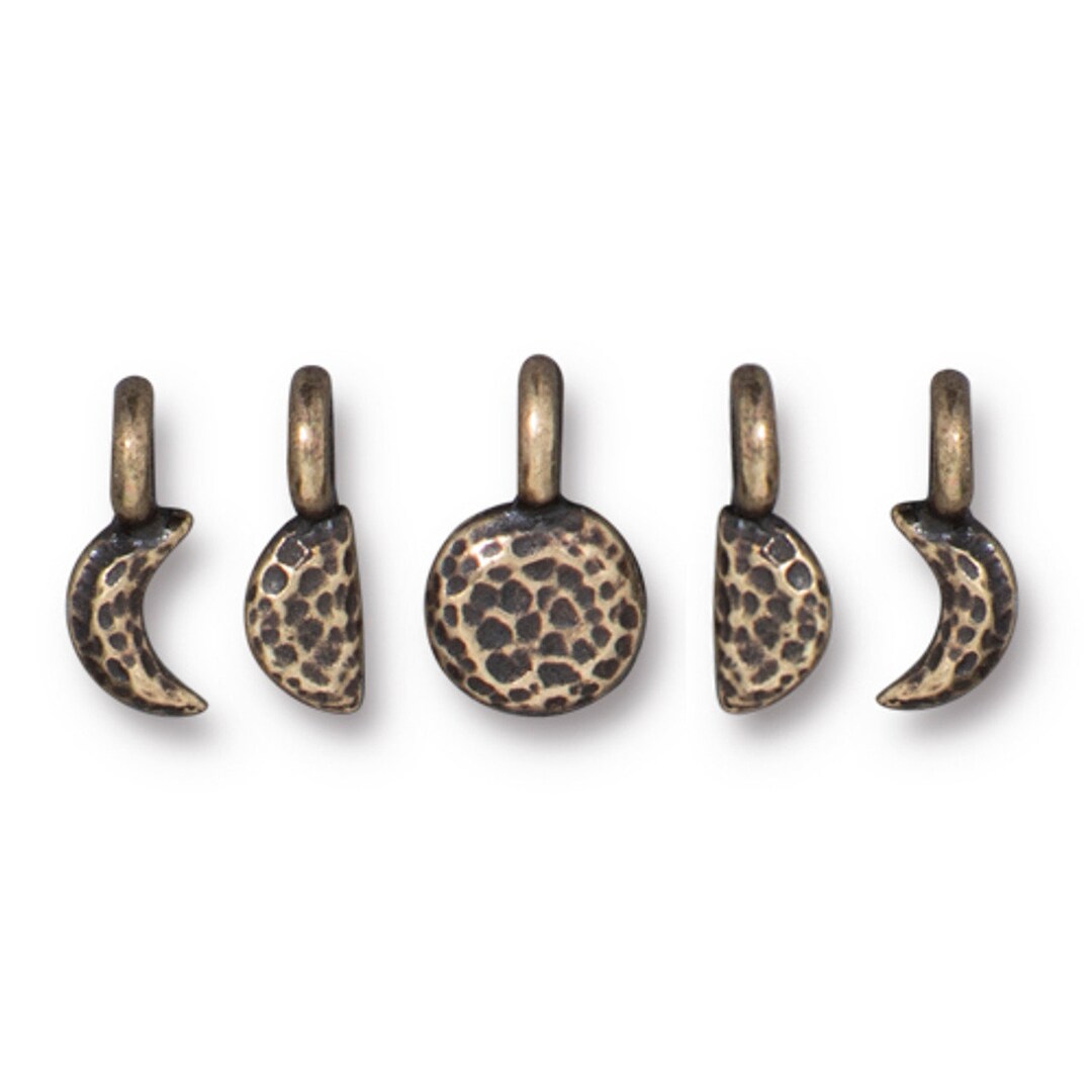 Tiny Moon Phases Charm Set of 5 Pieces in Oxidised Bronze Plate ...