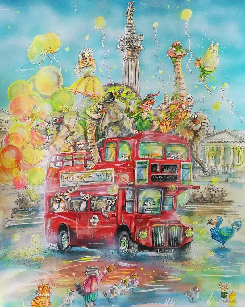 London Bus Jigsaw Puzzle A Quirky Puzzle Painted by Kay Etsy