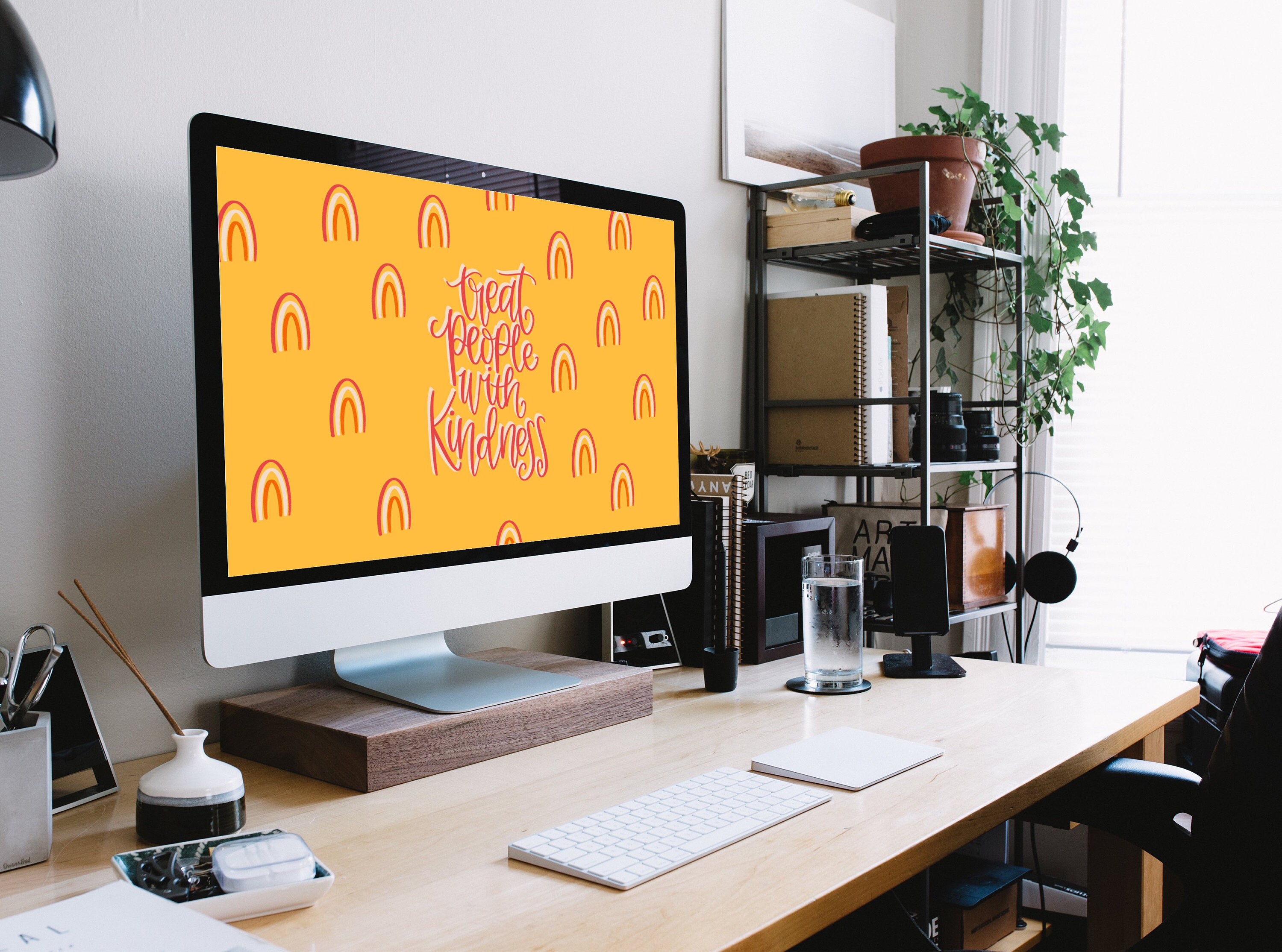 Treat People With Kindness Desktop Wallpaper Rainbow Cute | Etsy