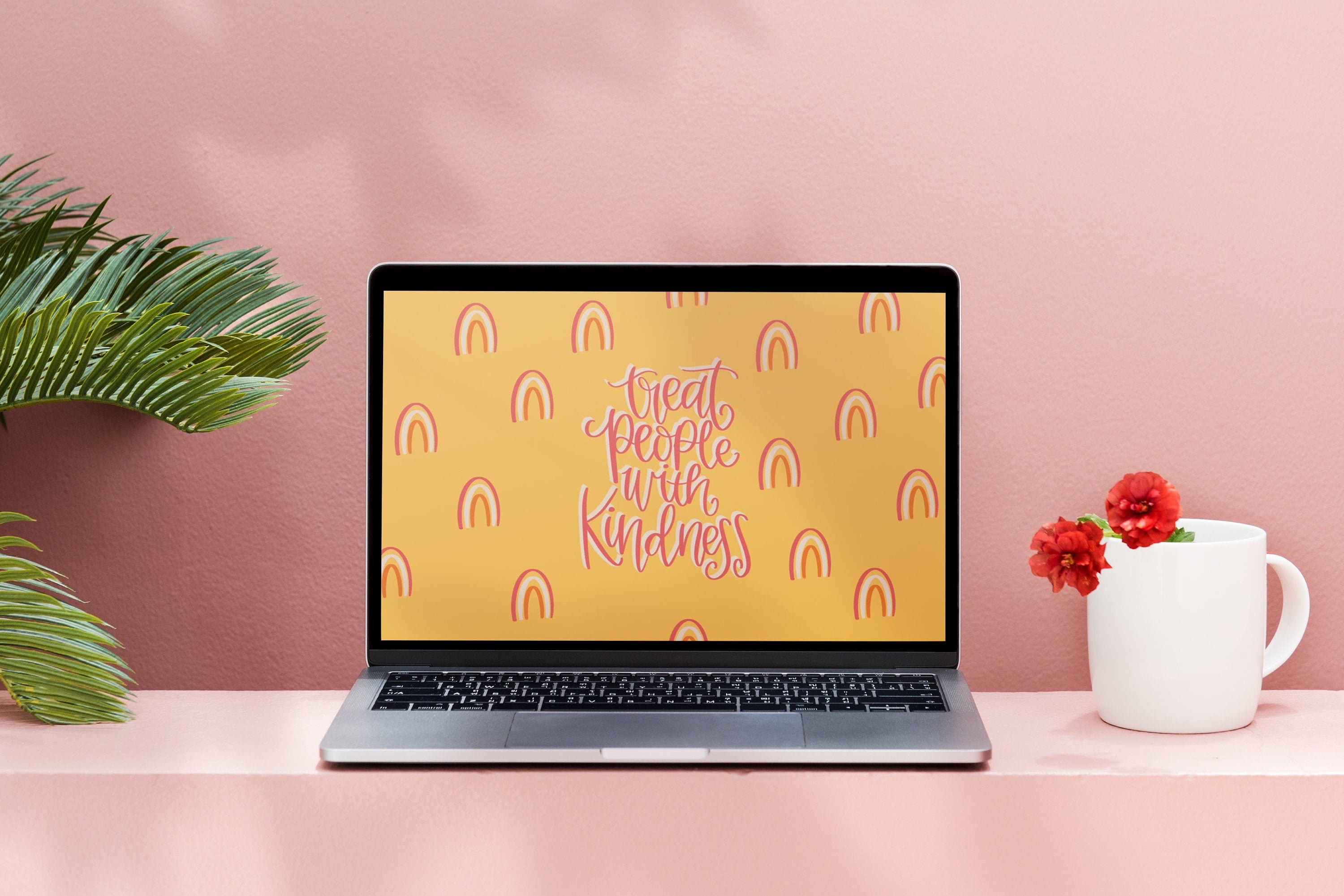 Treat People With Kindness Desktop Wallpaper Rainbow Cute | Etsy
