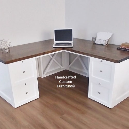 Vera Corner Lshaped Desk With Filing Etsy
