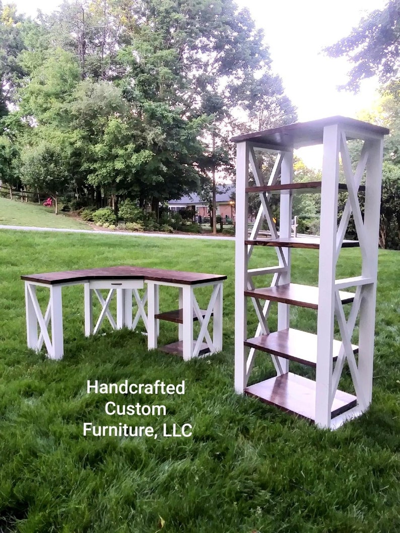 Corner Desk With Drawers L Shape Desk Farmhouse Desk Wood Etsy